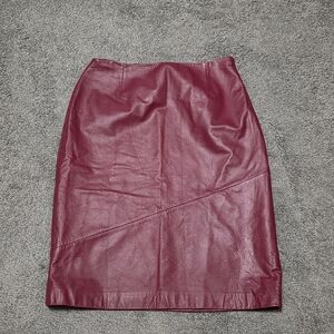 Ann Taylor Loft Burgundy 100% Leather Skirt Size 14